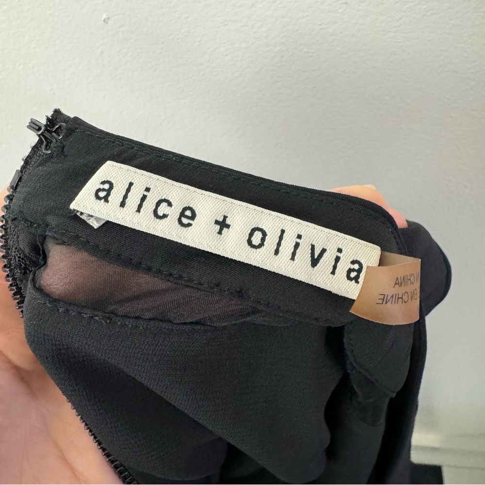 Alice + Olivia Frances Flared Mini Dress Size 4 Black - Picture 12 of 13